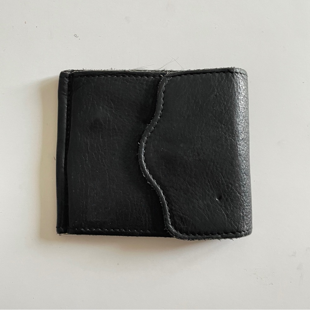 90s Vintage Money Clip Black Leather Wallet Minimalist Tilley Canadian Classic⁠